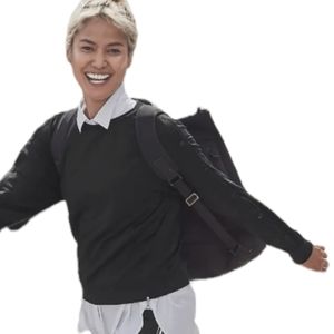 Athleta Snappy crew neck button sleeves sweatshirt